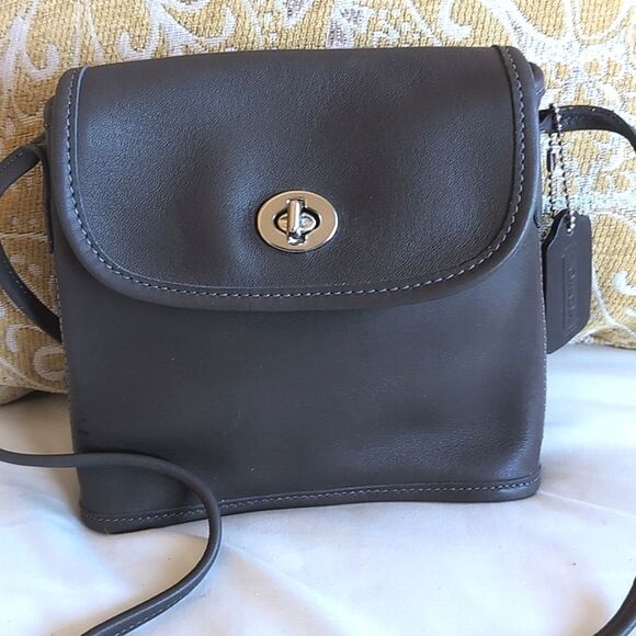 Rare -Vintage COACH Tango Flap Turn-Lock Dk Gray 🩶 Mini Crossbody Bag - Picture 4 of 16
